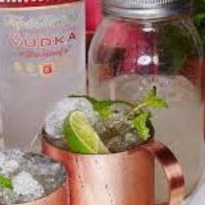 Smirnoff Copper Mule Mugs, Vintage 1960s Anodized Aluminum Vodka Cocktail Mugs